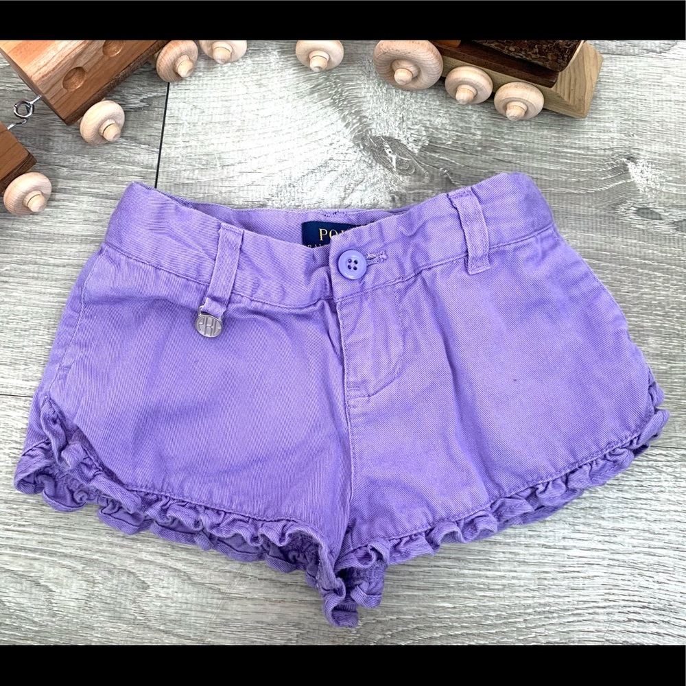 Polo Ralph Lauren 3T Purple Toddler Ruffle Hem Chino Shorts